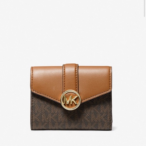 MICHAEL KORS CARMEN MEDIUM LOGO AND FAUX LEATHER WALLET BROWN - Picture 3 of 16